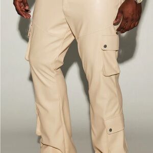 NovaMen Name Of Love Faux Leather Stacked Slim Flare Pants -